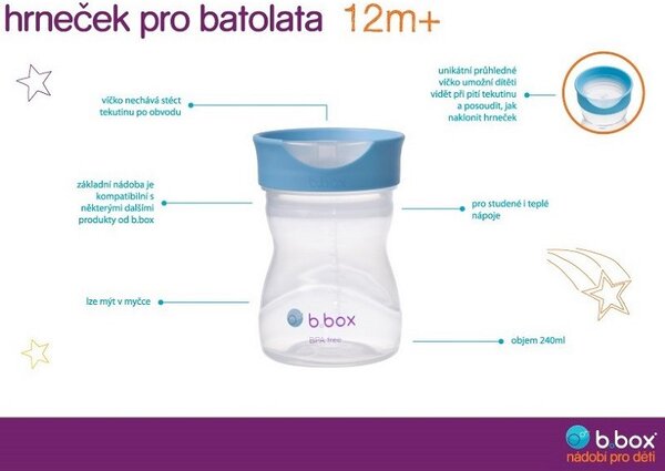 Hrneček pro batolata, 240ml, b.box, růžový