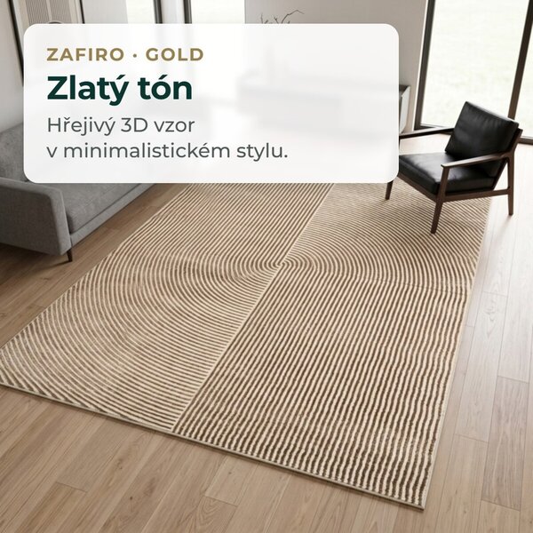 Angel Carpet, Kusový koberec Zafiro 19 Gold, 60x110, žlutá, kancelář