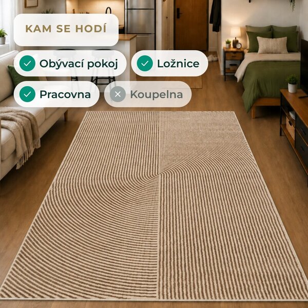 Angel Carpet, Kusový koberec Zafiro 19 Gold, 60x110, žlutá, kancelář