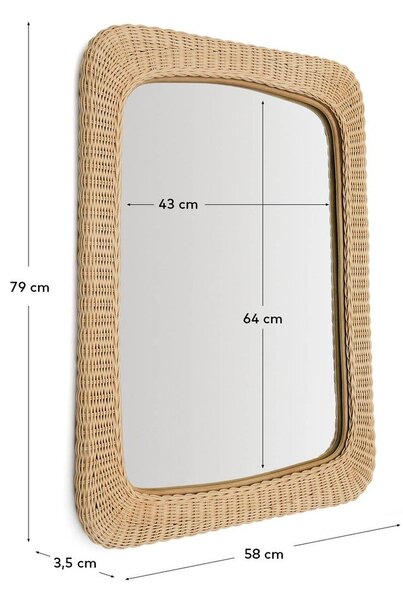 Nástěnné zrcadlo s ratanovým rámem 58x79 cm Zilna – Kave Home