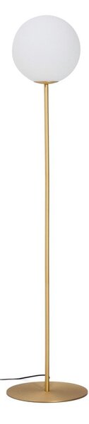 Bílá/ve zlaté barvě stojací lampa se skleněným stínidlem (výška 165 cm) Brisia – Kave Home