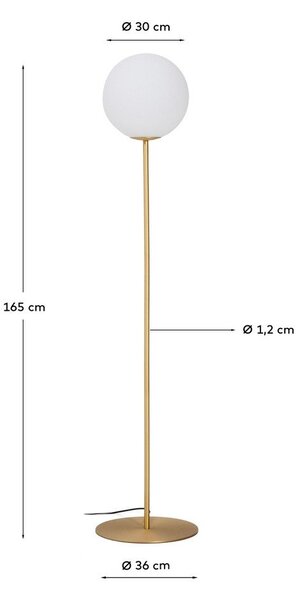 Bílá/ve zlaté barvě stojací lampa se skleněným stínidlem (výška 165 cm) Brisia – Kave Home