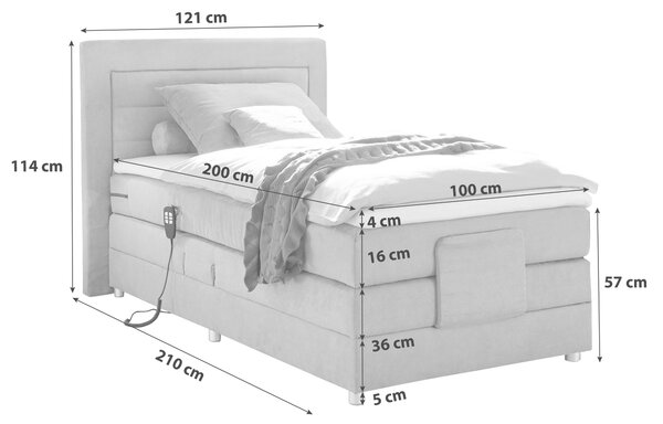 POSTEL BOXSPRING, 100/200 cm, šedá MID.YOU - Postele boxspring, Online Only