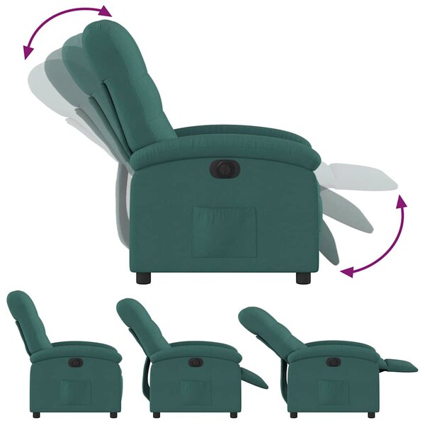 Elektrické polohovací křeslo tmavě zelené textil 3204074