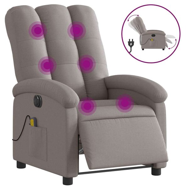 Elektrické masážní polohovací křeslo taupe textil 3204088