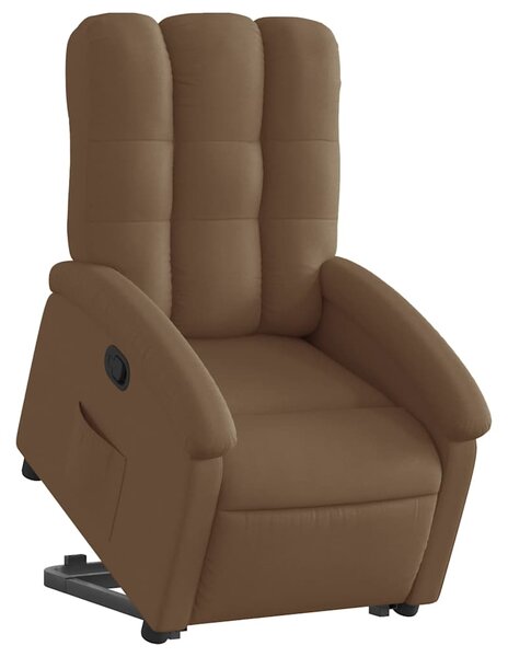 Zvedací polohovací křeslo hnědé textil 3204096