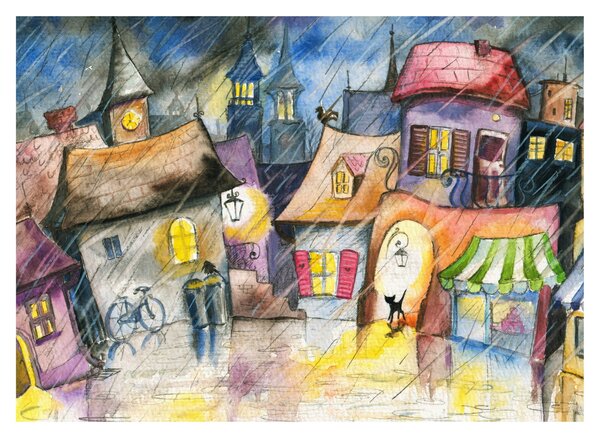 Obraz - Deštivý večer (70x50 cm)