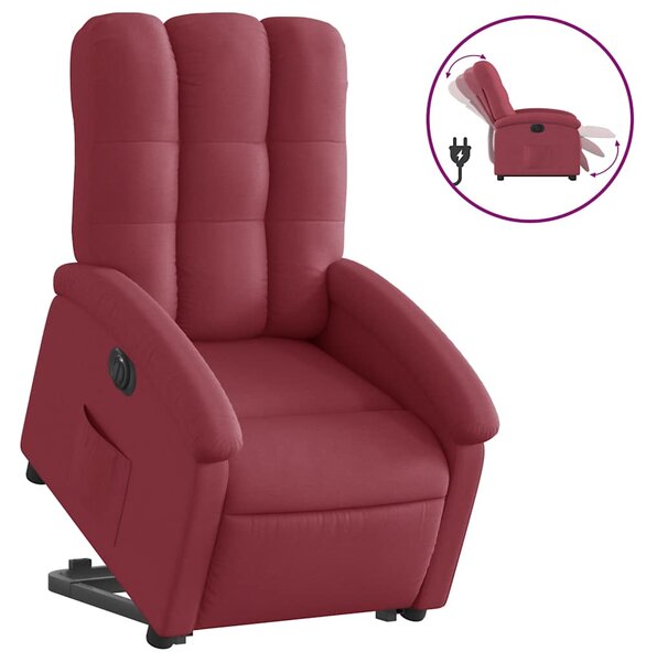 Elektrické zvedací polohovací křeslo vínové textil 3204119