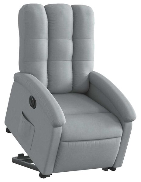 Elektrické zvedací polohovací křeslo světle šedé textil 3204116