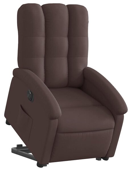 Elektrické zvedací polohovací křeslo tmavě hnědé textil 3204121