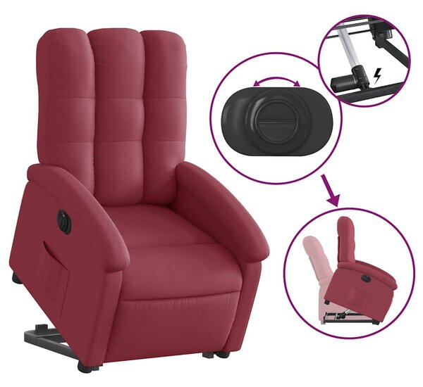 Elektrické zvedací polohovací křeslo vínové textil 3204119