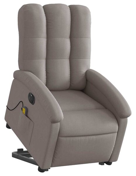 Elektrické zvedací masážní polohovací křeslo taupe textil 3204136