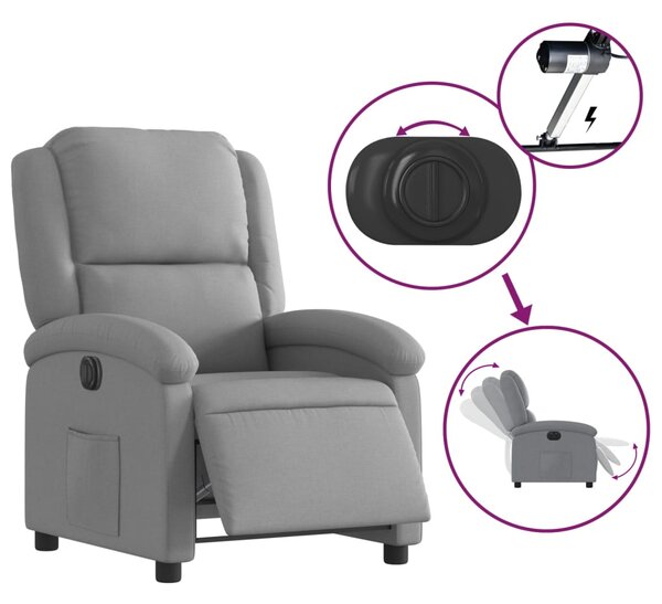 Elektrické polohovací křeslo světle šedé textil 3204140