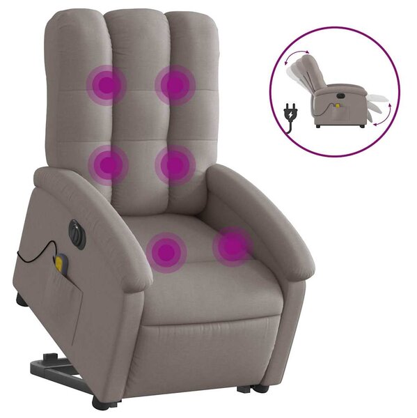 Elektrické zvedací masážní polohovací křeslo taupe textil 3204136