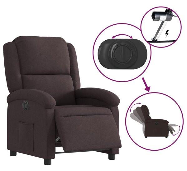 Elektrické polohovací křeslo tmavě hnědé textil 3204145
