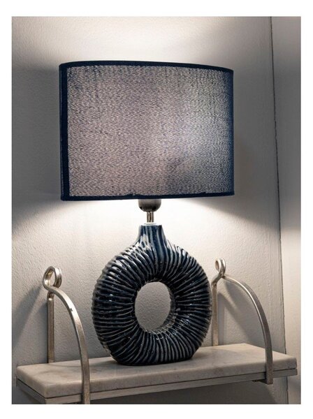 Modrá keramická stolní lampa s textilním stínidlem (výška 43 cm) Seta – Mauro Ferretti