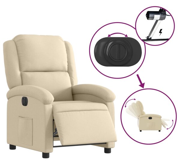 Elektrické polohovací křeslo krémové textil 3204149