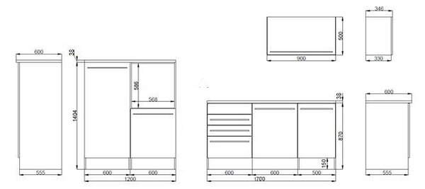 KUCHYŇSKÝ BLOK 290 cm Respekta - Online Only kuchyňské linky, Online Only