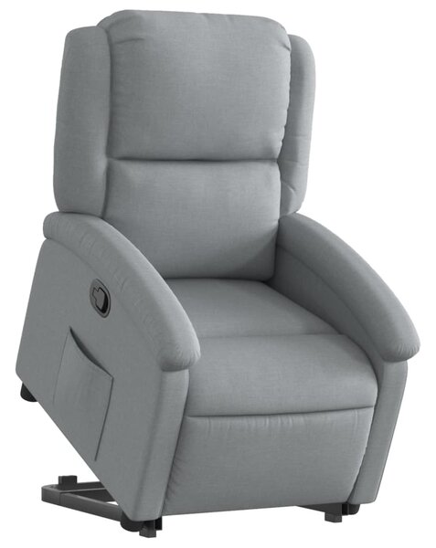 Zvedací polohovací křeslo světle šedé textil 3204164