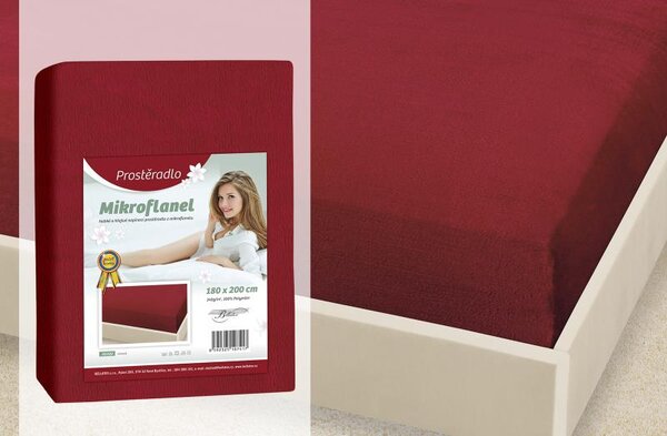 BELLATEX Prostěradlo Mikroflanel Bordová 90x200 cm