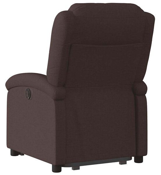 Elektrické zvedací polohovací křeslo tmavě hnědé textil 3204193