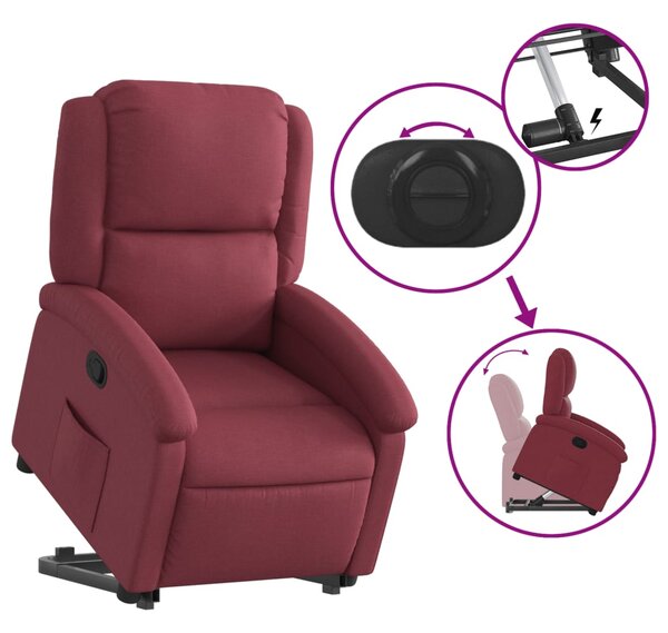 Zvedací polohovací křeslo vínové textil 3204167