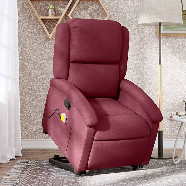 Zvedací polohovací křeslo vínové textil 3204167