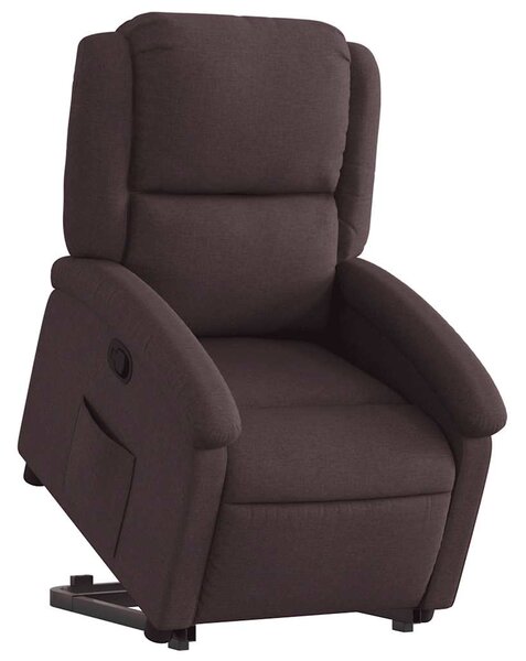 Zvedací polohovací křeslo tmavě hnědé textil 3204169