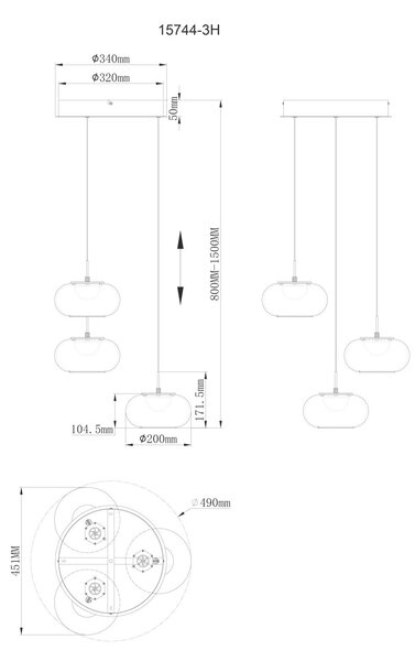 ZÁVĚSNÉ LED SVÍTIDLO, 49/80-150 cm - Online Only svítidla, Online Only