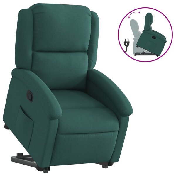 Zvedací polohovací křeslo tmavě zelené textil 3204170