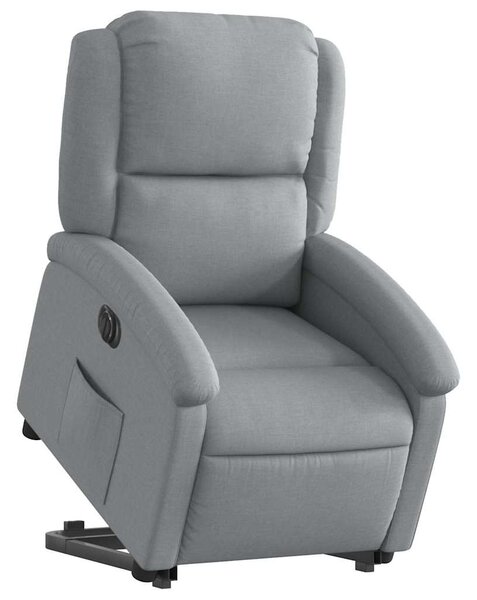 Elektrické zvedací polohovací křeslo světle šedé textil 3204188