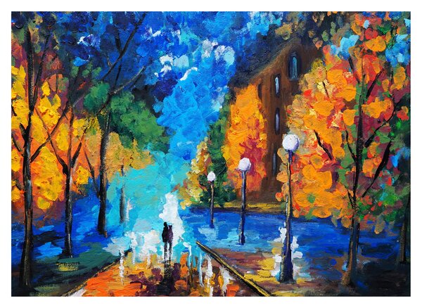 Obraz - Milenci, Pointilismus (70x50 cm)