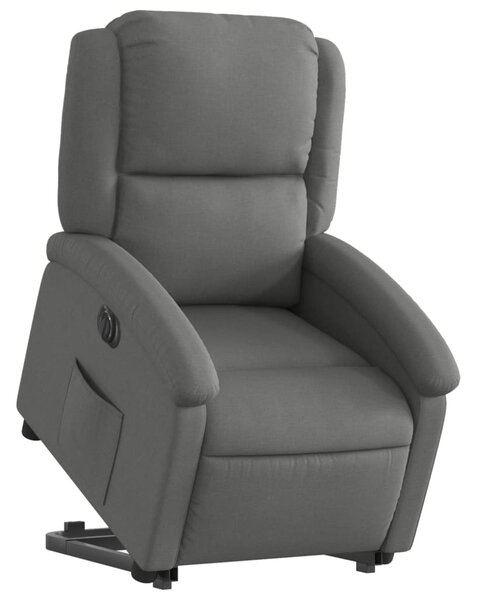 Elektrické zvedací polohovací křeslo tmavě šedé textil 3204189