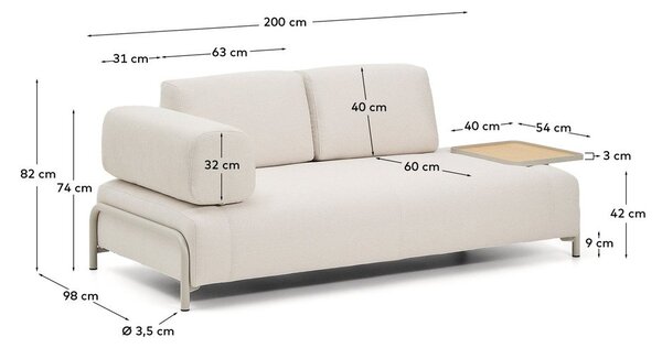 Béžová žinylková modulární pohovka 220 cm Compo – Kave Home
