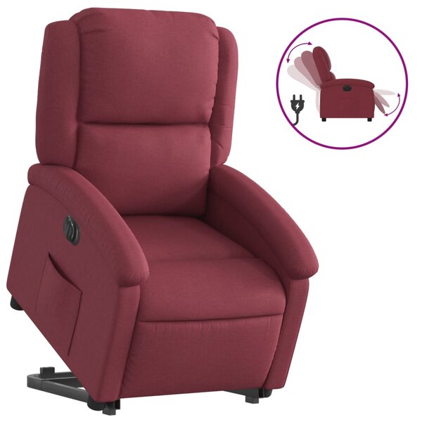 Elektrické zvedací polohovací křeslo vínové textil 3204191