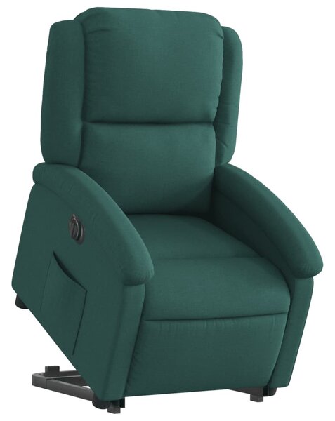 Elektrické zvedací polohovací křeslo tmavě zelené textil 3204194