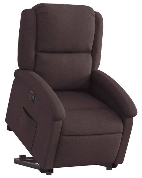 Elektrické zvedací polohovací křeslo tmavě hnědé textil 3204193