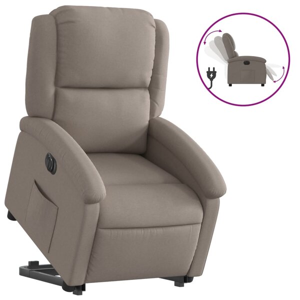 Elektrické zvedací polohovací křeslo taupe textil 3204196