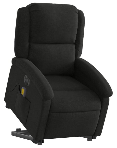 Elektrické zvedací masážní polohovací křeslo černé textil 3204202