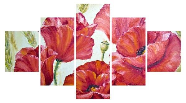 Obraz - Květy vlčích máků (125x70 cm)