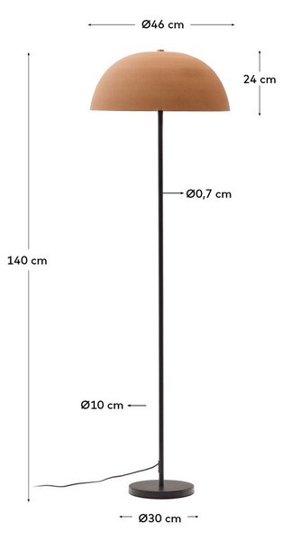 Stojací lampa v terakotové barvě s kovovým stínidlem (výška 140 cm) Nibla – Kave Home