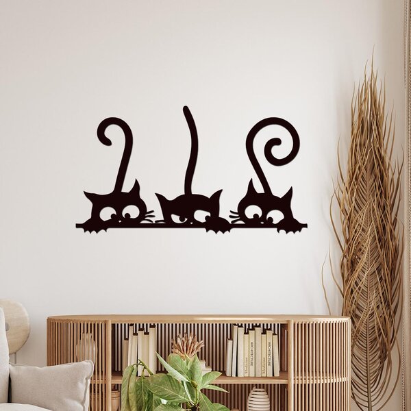 Dřevo života | Dřevěná dekorace na zeď Kočičí trio | Barva: Černá | Rozměry (cm): 20x11