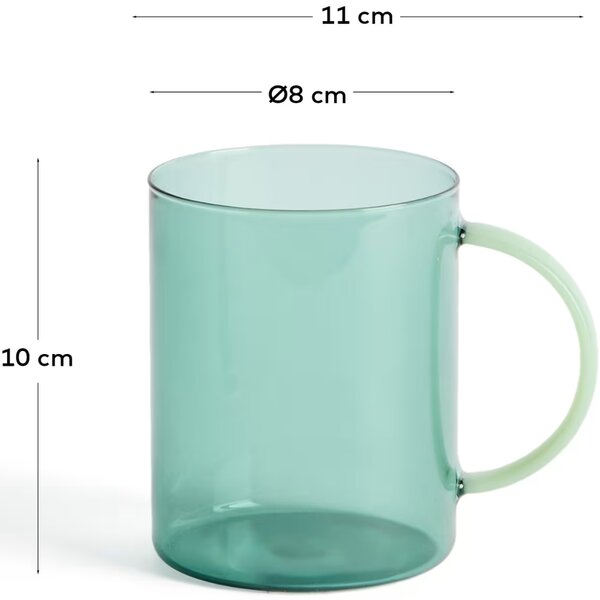 Kave Home Zelený skleněný hrnek Micla 400 ml