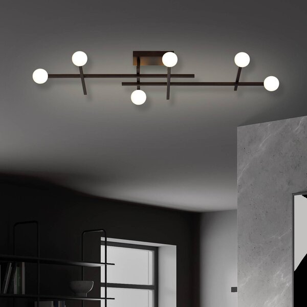BOPP LED stropní svítidlo Bopp Cross, černé, hliník, 6 žárovek, stmívatelný, Černá, Obývací pokoj / jídelna, Hliník, Moderní