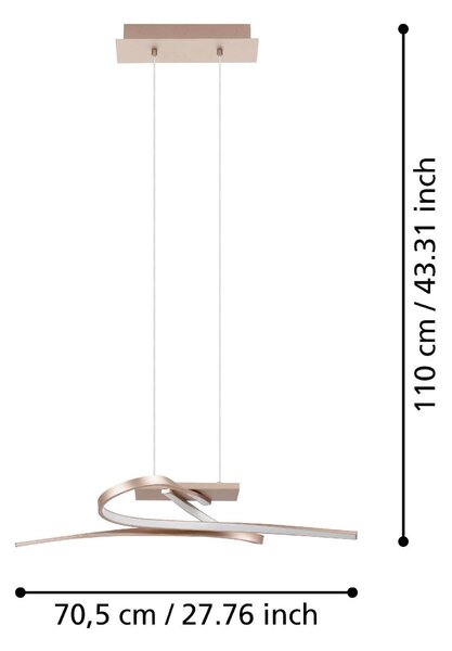 ZÁVĚSNÉ LED SVÍTIDLO, 70,5 cm Eglo - Online Only svítidla, Online Only