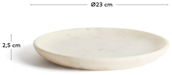 Kave Home Bílý mramorový dezertní talíř Erefi 23 cm