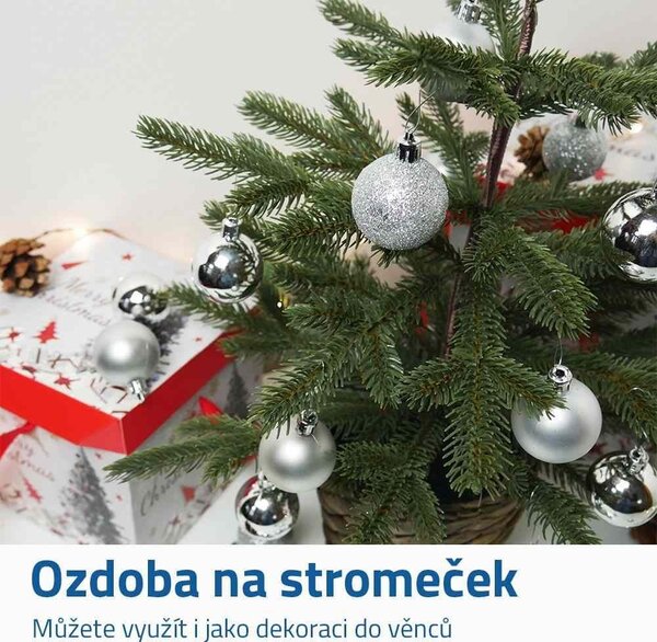 Sada vánočních ozdob 24 ks - stříbrné