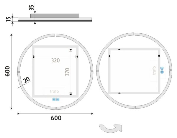 Nimco Kulaté LED zrcadlo 28W, ø 60 cm se dvěma dotykovými senzory