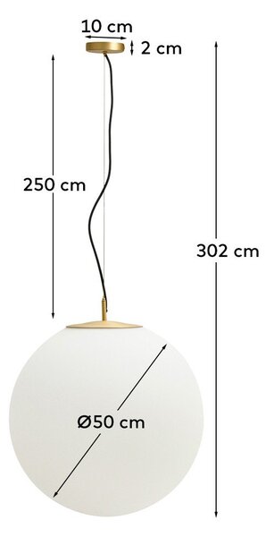 Bílé/ve zlaté barvě kovové závěsné svítidlo se skleněným stínidlem ø 50 cm Brisia – Kave Home