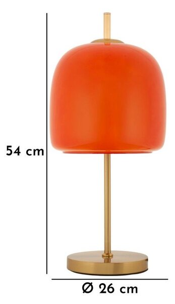 Oranžová/ve zlaté barvě kovová stolní lampa se skleněným stínidlem (výška 53 cm) Oldy – Mauro Ferretti